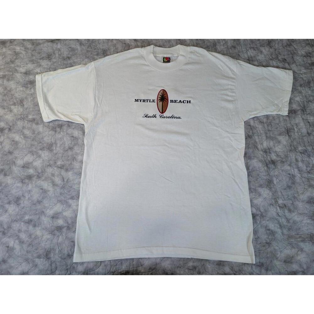 Vintage Myrtle Beach South Carolina T Shirt Fruit Of The Loom White Large 90s Te